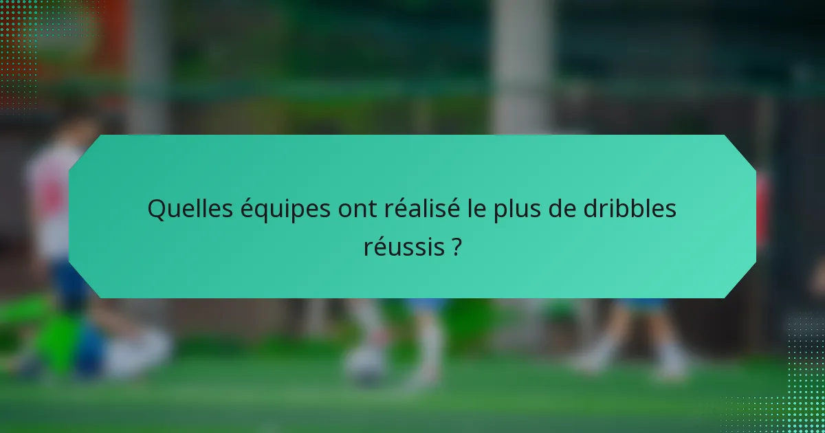 Quelles équipes ont réalisé le plus de dribbles réussis ?