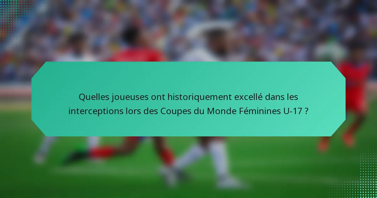 Quelles joueuses ont historiquement excellé dans les interceptions lors des Coupes du Monde Féminines U-17 ?