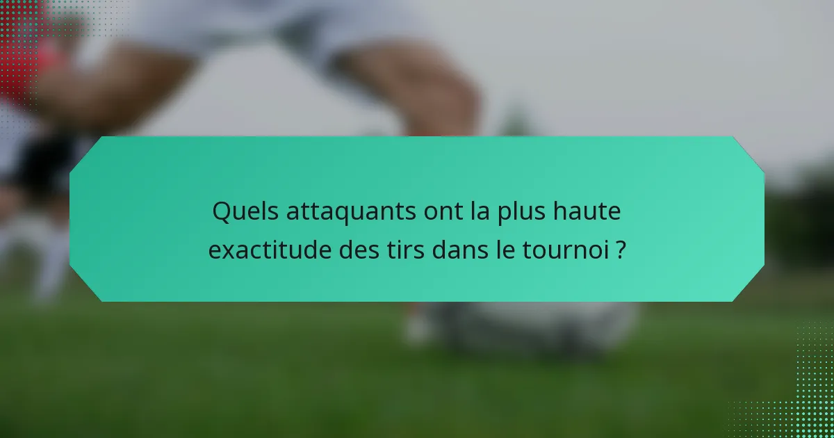 Quels attaquants ont la plus haute exactitude des tirs dans le tournoi ?